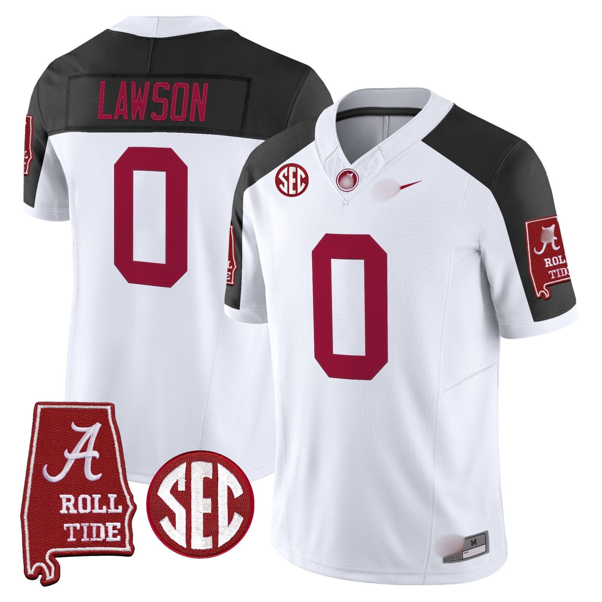 A. Crimson Tide #0 Deontae Lawson 2025 Roll Tide & Sec Patch Fan Jersey