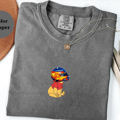 Carlos Sainz Racing Helmet Winnie The Pooh Shirt, Funny F1 Fan Crewneck, Cartoon Racer Top, Motorsport Gift, Comfort Colors Unisex Shirt