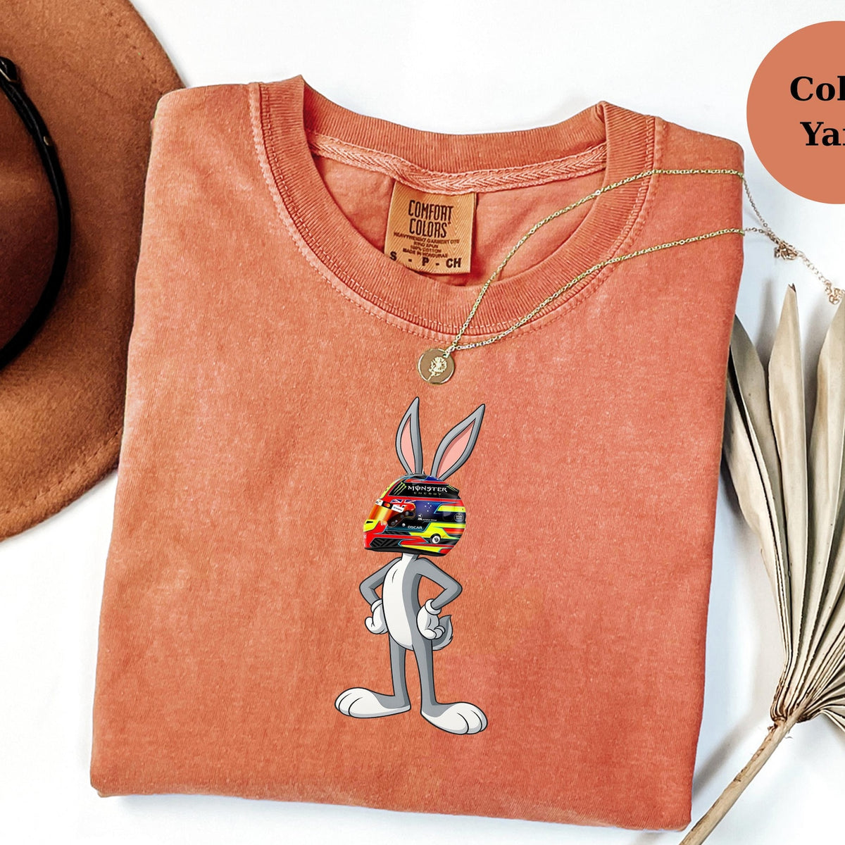 Oscar Piastri Racing Helmet Bugs Bunny Shirt, Funny F1 Fan Crewneck, Cartoon Racer Top, Motorsport Gift, Comfort Colors Unisex Shirt