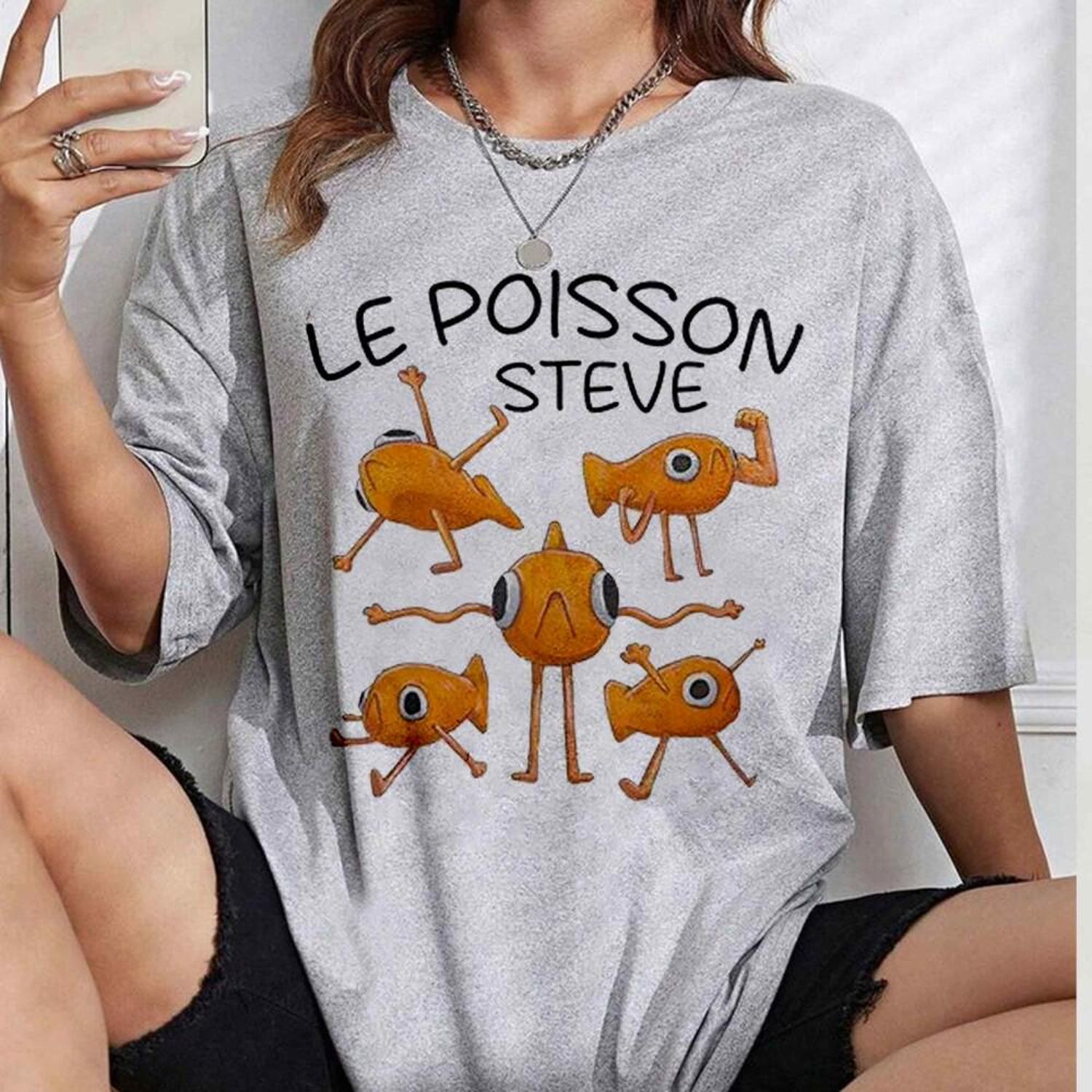 Le Poisson Steve Fish Paint Shirt, Fun Humor Sweatshirt, Playful Animal Shirt, Cute Animal Shirt, Gift For Her