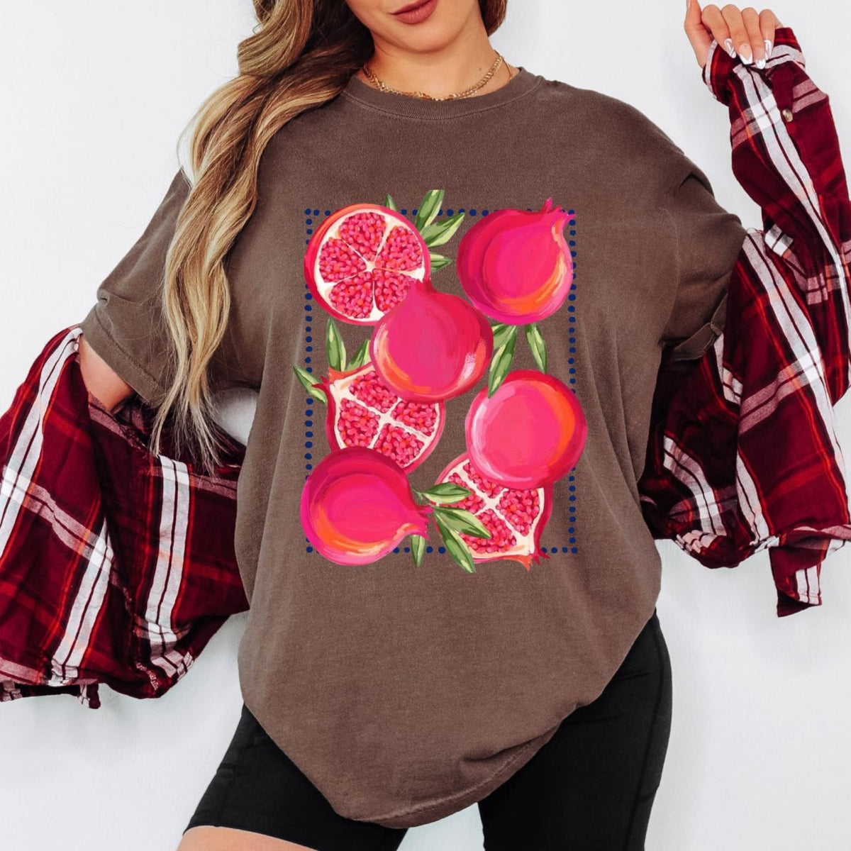 Pomegranate Graphic Shirt, Fruit Art Tee, Colorful Pomegranate Sweatshirt, Botanical Print Shirt, Summer Fruit Tee, Gift for Her