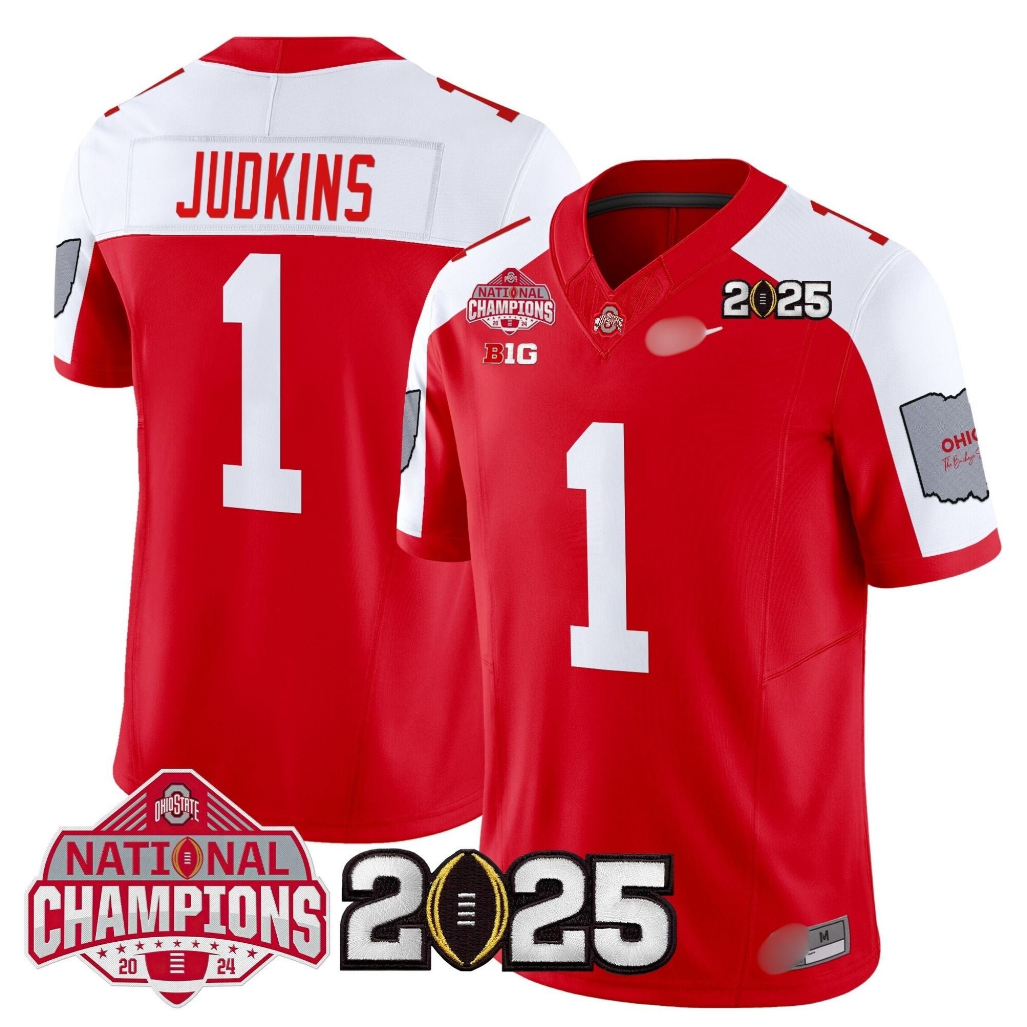 O.S Buckeyes #1 Quinshon Judkins 2025 National Champions Patch Limited Jersey