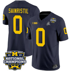 M.Wolverines #0 Mike Sainristil 2023 National Champions Patch Fan Jersey