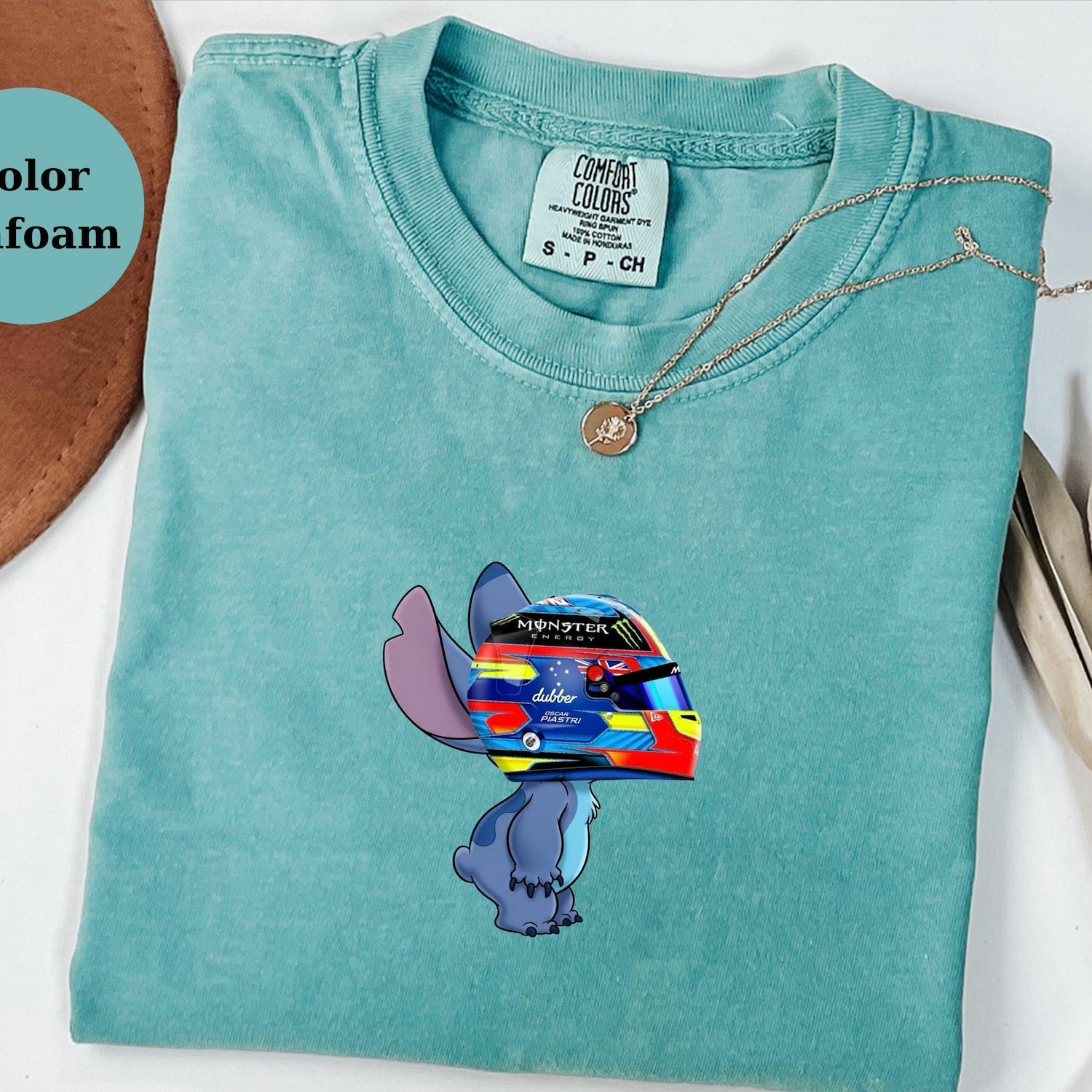 Oscar Piastri Racing Helmet Stitch Shirt, Funny F1 Fan Crewneck, Cartoon Racer Top, Motorsport Gift, Comfort Colors Unisex Shirt