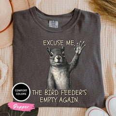 Funny Squirrel Shirt for Bird Lovers,  Bird Feeders Empty Again Tee, Hummingbirds Feeder Gift, Bird Feeder T shirt, Retro Squirrel T-shirt