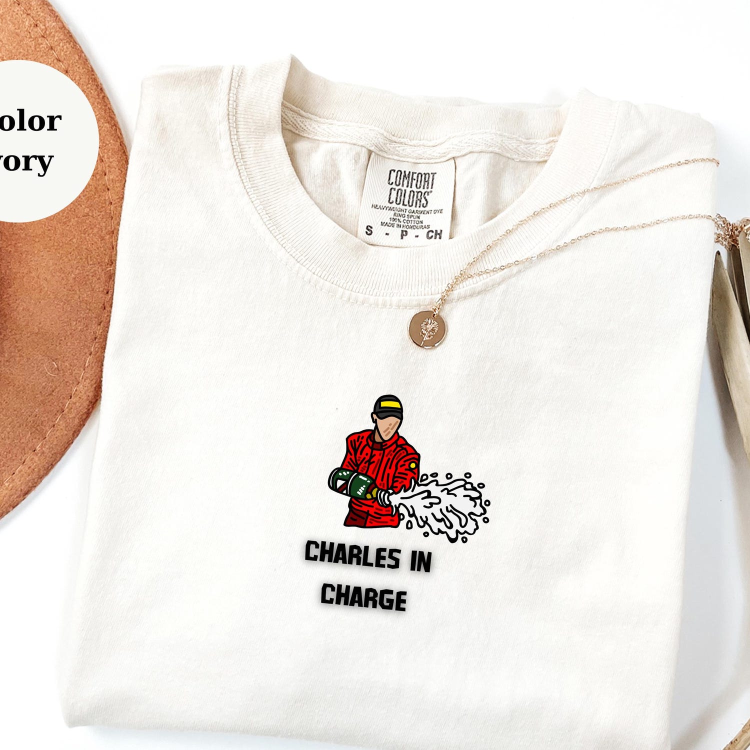 Charles Leclerc,Charles in Charge F1 T-Shirt Formula 1 Celebration Tee for Racing Fans,