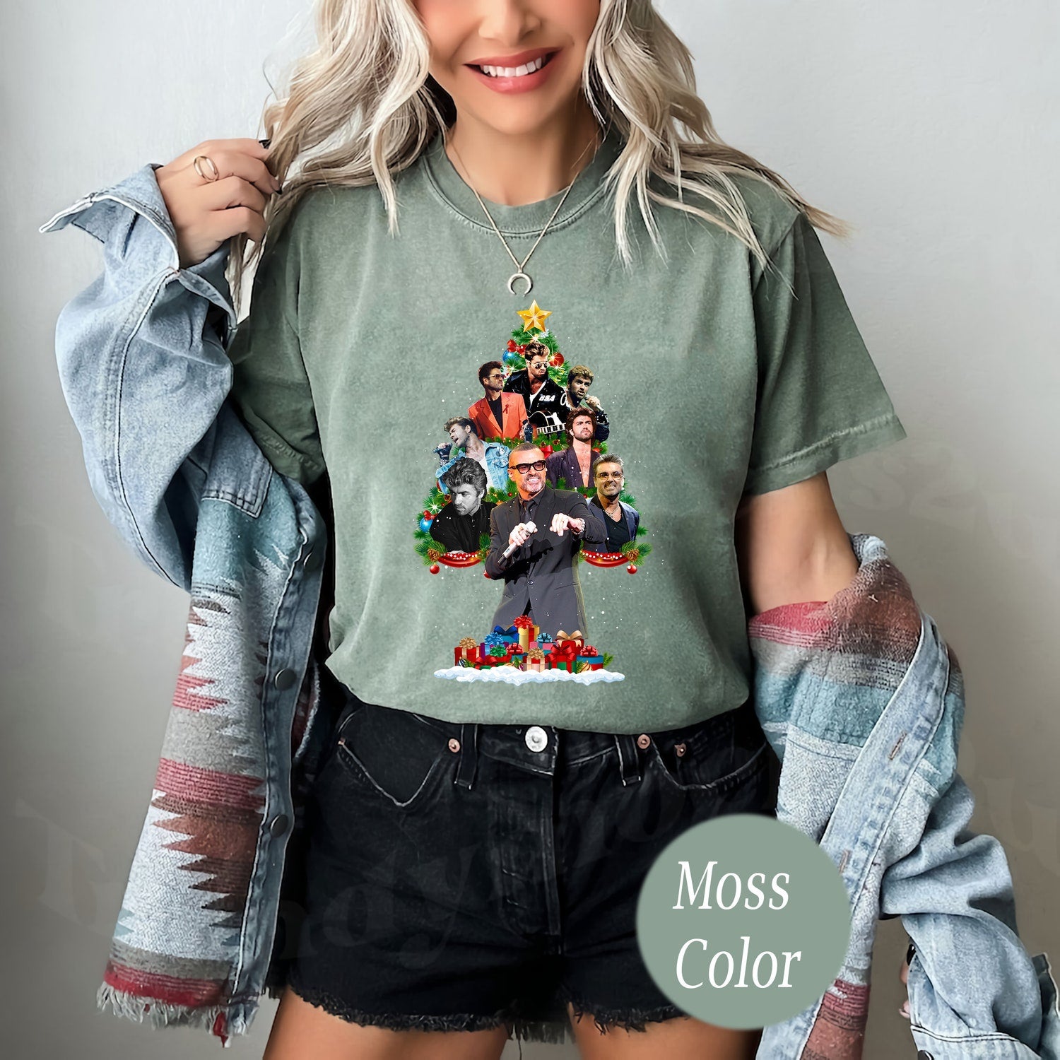 George Michael Christmas Tree Comfort Colors T-Shirt'1551915426