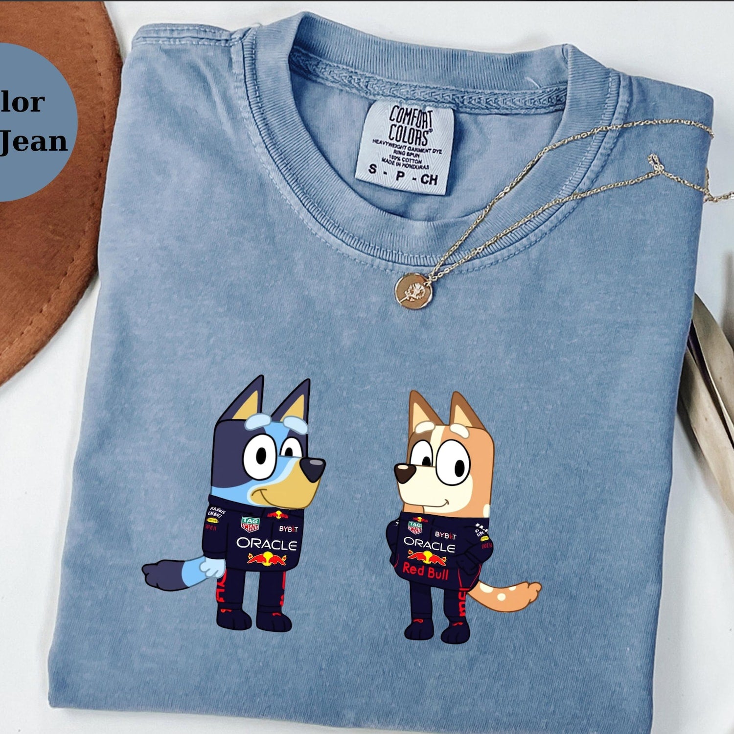 Redbull Racing Team Bluey Shirt, Funny F1 Fan Crewneck, Cartoon Racer Top, Motorsport Gift, Comfort Colors Unisex Shirt