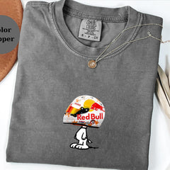 Yuki Tsunoda Racing Helmet Snoopy Shirt, Funny F1 Fan Crewneck, Cartoon Racer Top, Motorsport Gift, Comfort Colors Unisex Shirt