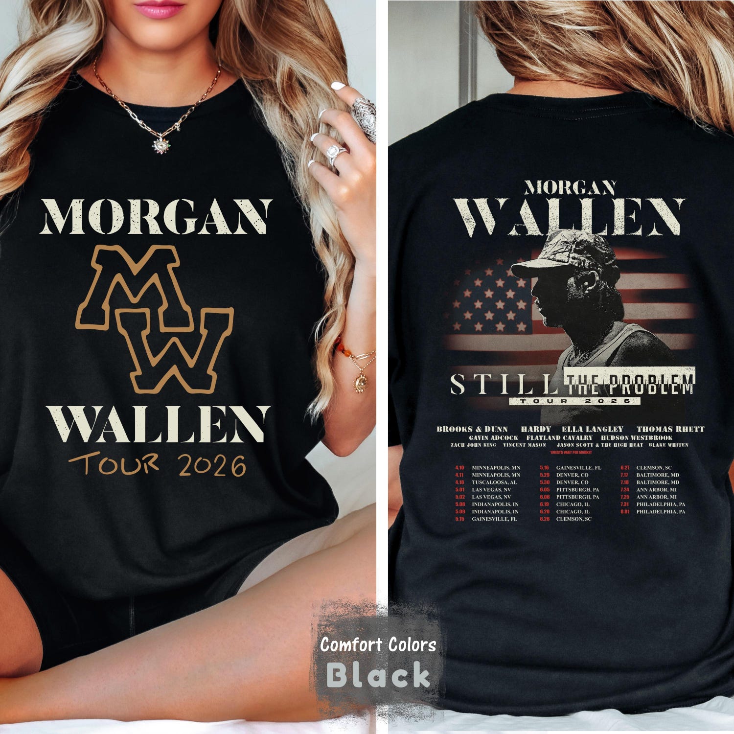 Morgan Wallen Tour Shirt 2026, Still the Problem Front Back Tee, Country Concert Comfort Colors'4414018256