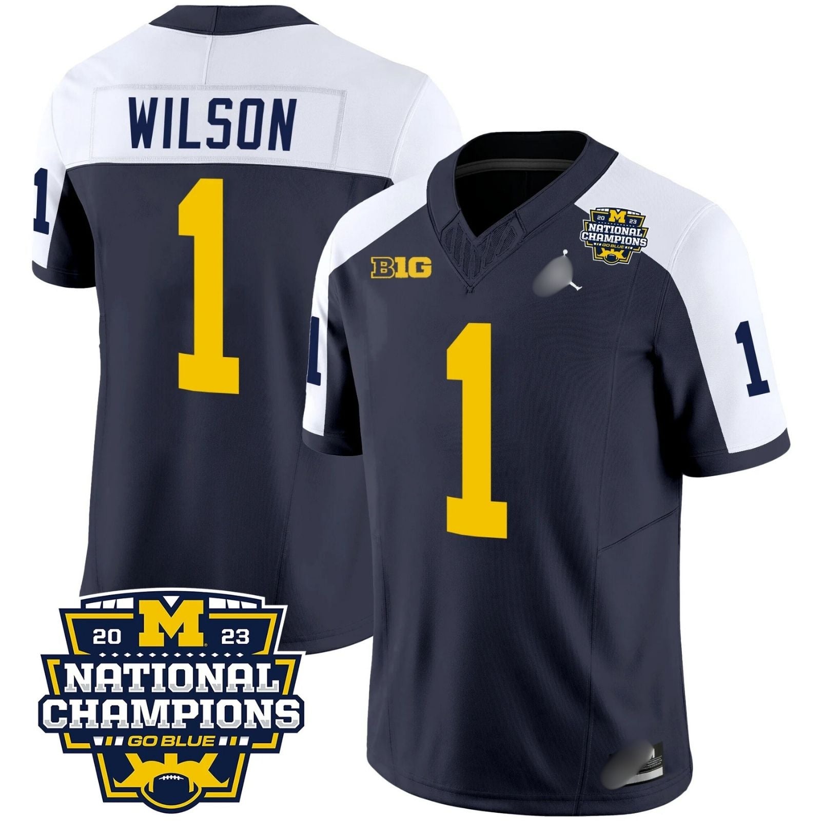 M.Wolverines #1 Roman Wilson 2023 National Champions Patch Fan Jersey