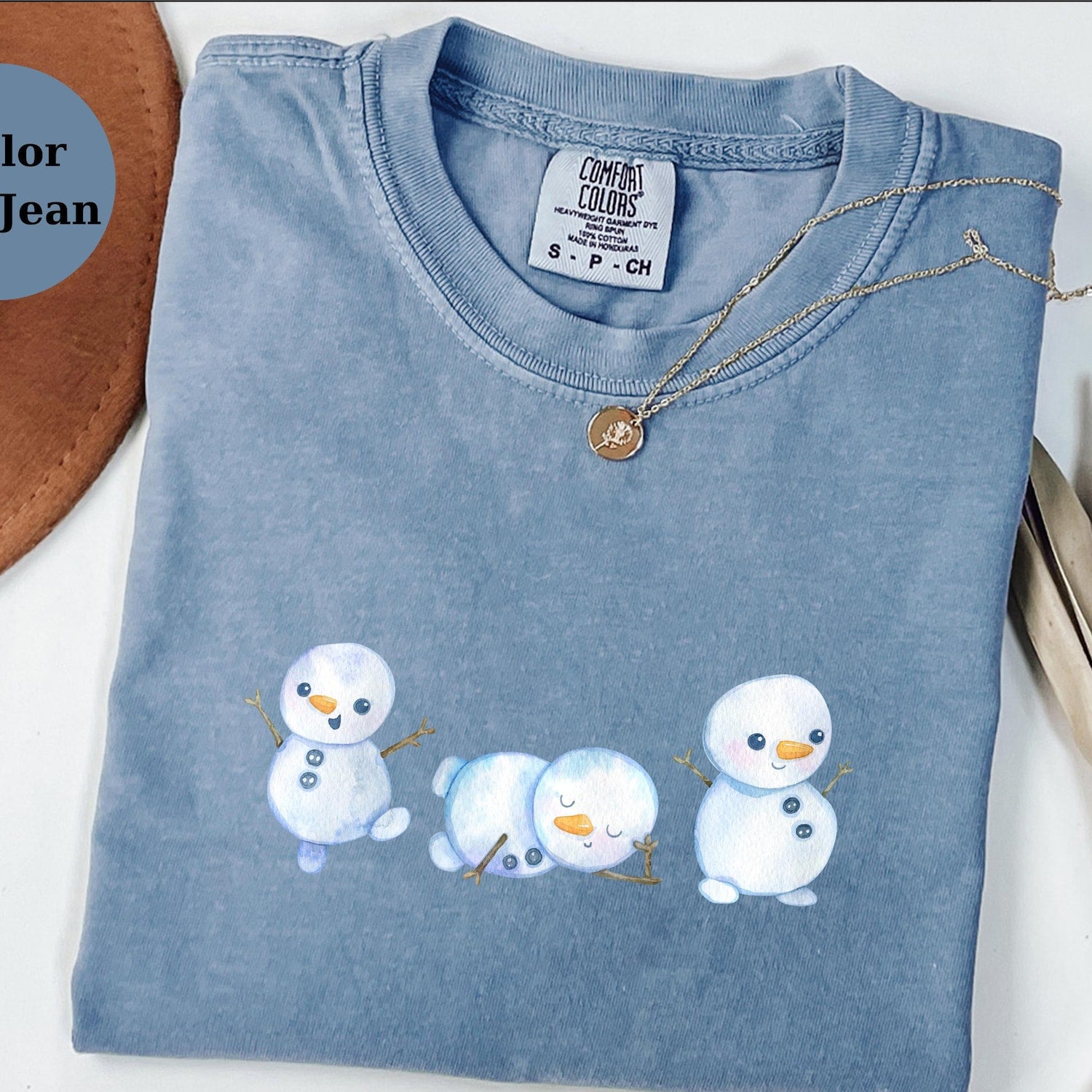 Cute Snowman T-Shirt, Winter Snowmen Tee, Christmas Cartoon Snowman Shirt, Holiday Unisex Top