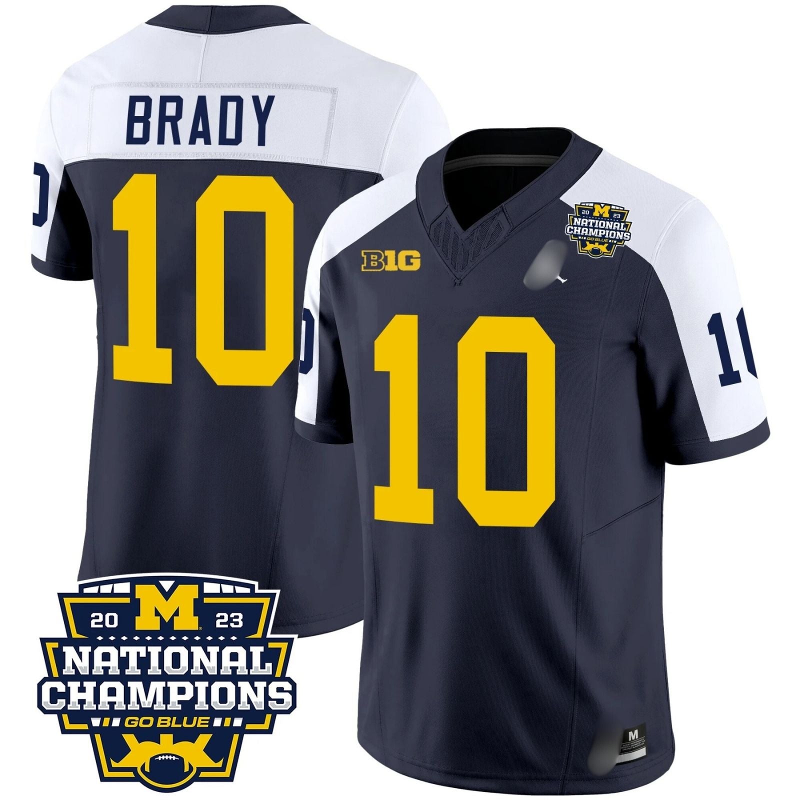M.Wolverines #10 Tom Brady 2023 National Champions Patch Fan Jersey