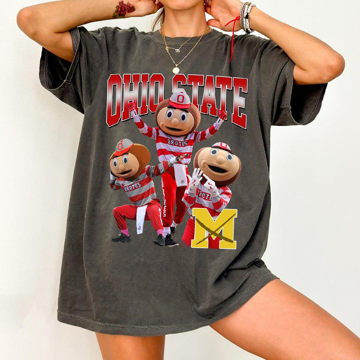 Brutus Ohio State Snow Shirt, Ohio vs Michigan Brutus Crossing Out M, Comfort Color Erase The M Tee, Buckeye Fan Gift'4421694237