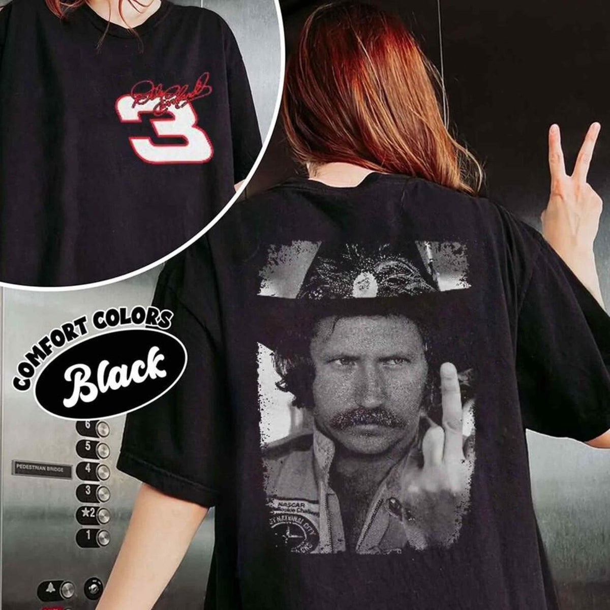 Two Side Dale Earnhardt Middle Finger Shirt,  Racing Fan SweatShirt,  Nascar Shirt, Daytona 500 Shirt, Racing Sport Shirt