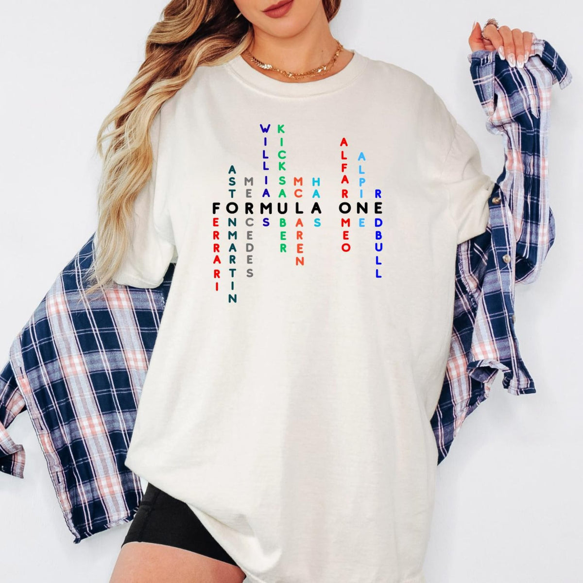 Formula 1 Teams Word Puzzle T-Shirt: Motorsport Racing Graphic Tee