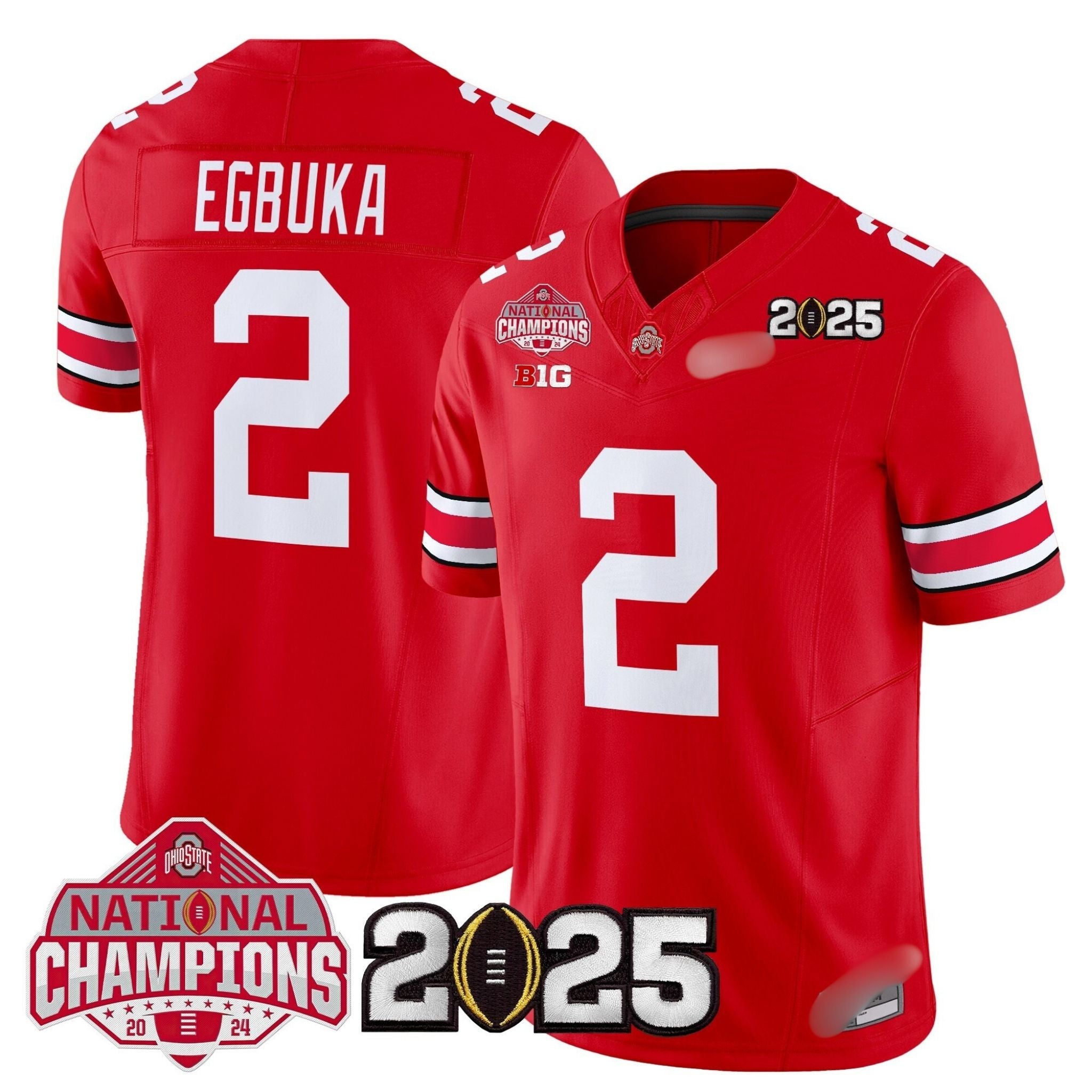O.S Buckeyes #2 Emeka Egbuka 2025 National Champions Patch Limited Jersey