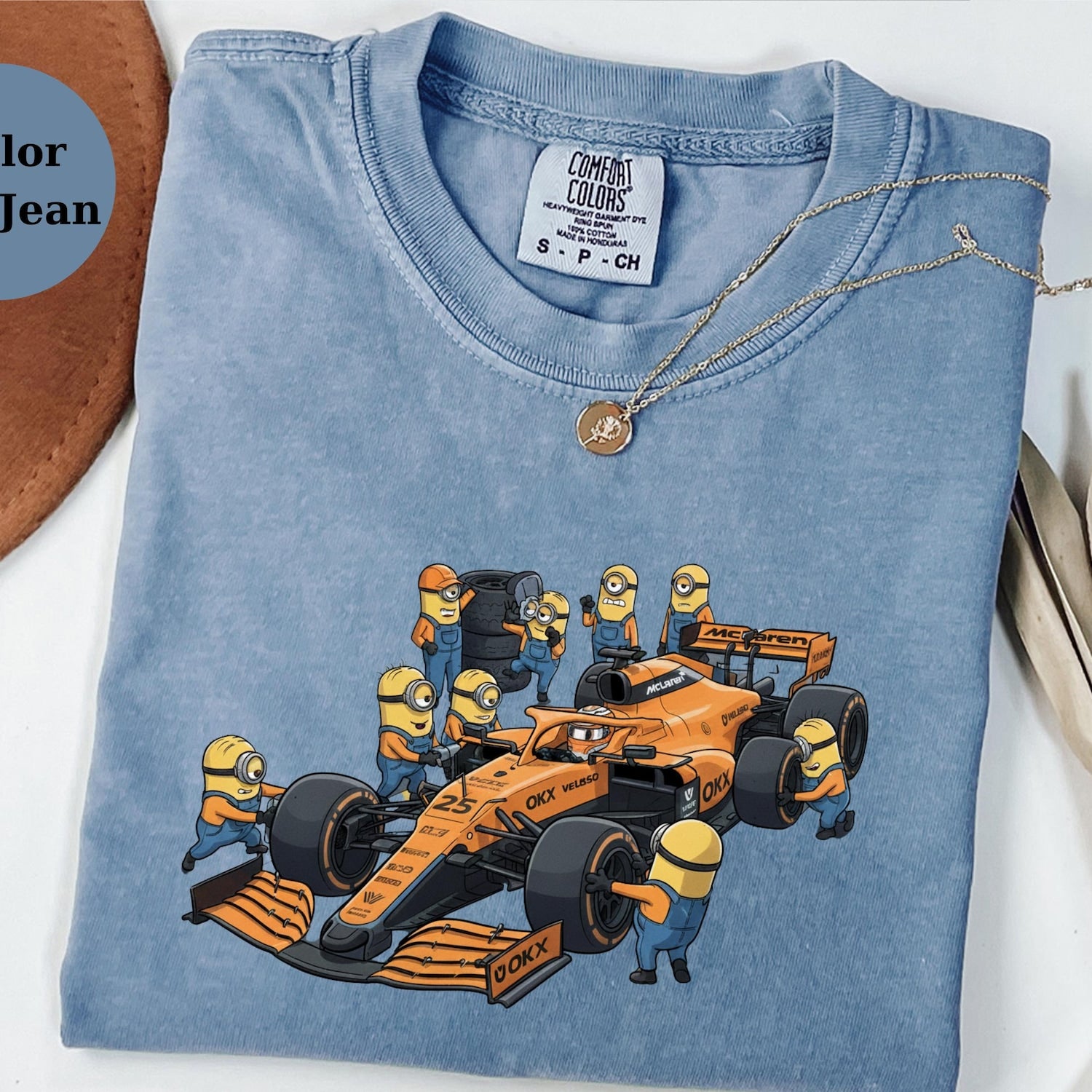 McLaren F1 Minions Pit Crew Shirt, Funny Racing Tee, Formula 1 Fan Gift, Lando Racing Top, Cute Minion Car Tee