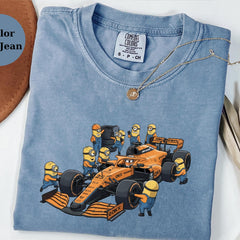 McLaren F1 Minions Pit Crew Shirt, Funny Racing Tee, Formula 1 Fan Gift, Lando Racing Top, Cute Minion Car Tee
