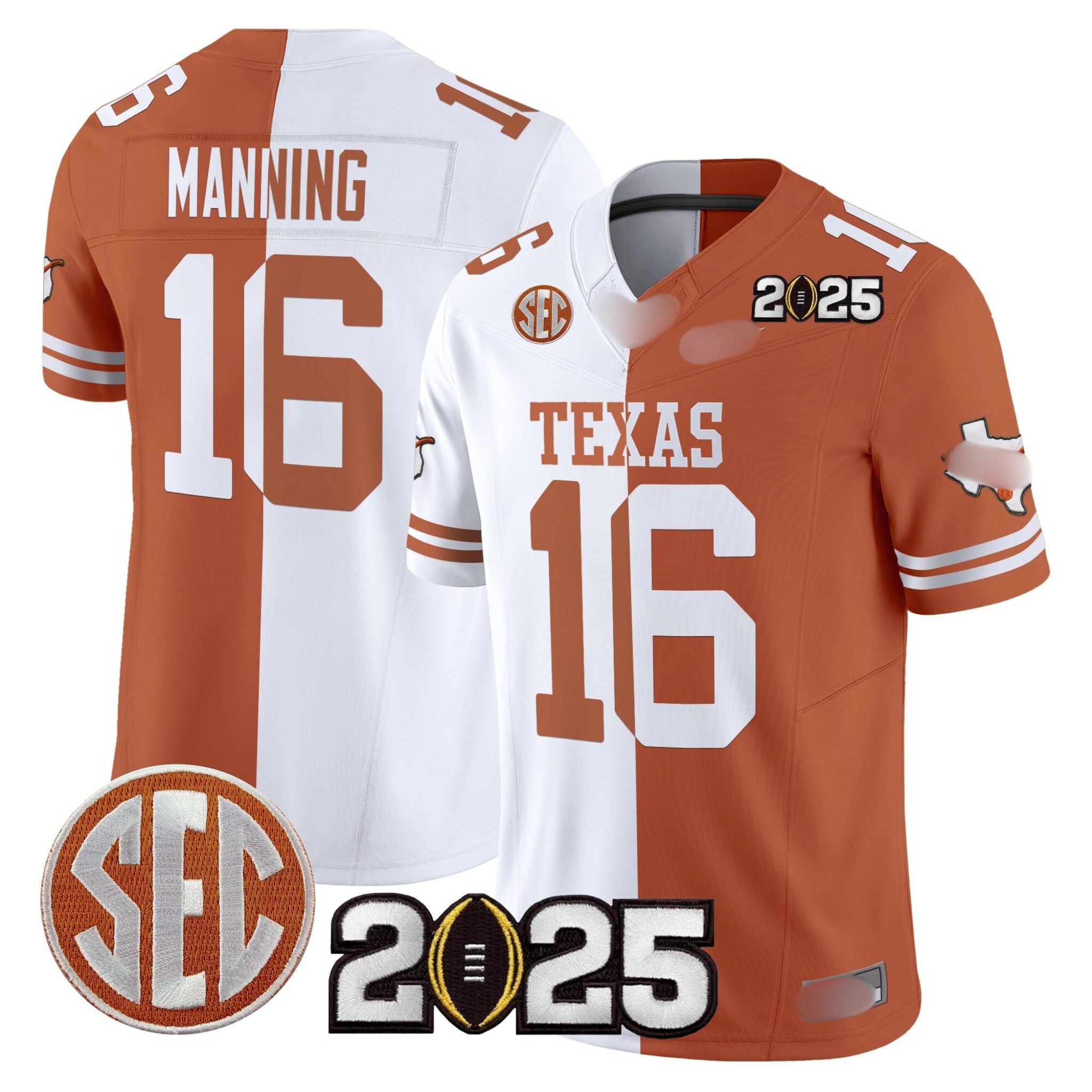 T.Longhorns #16 Arch Manning 2025 CFP Final Patch Fan Jersey