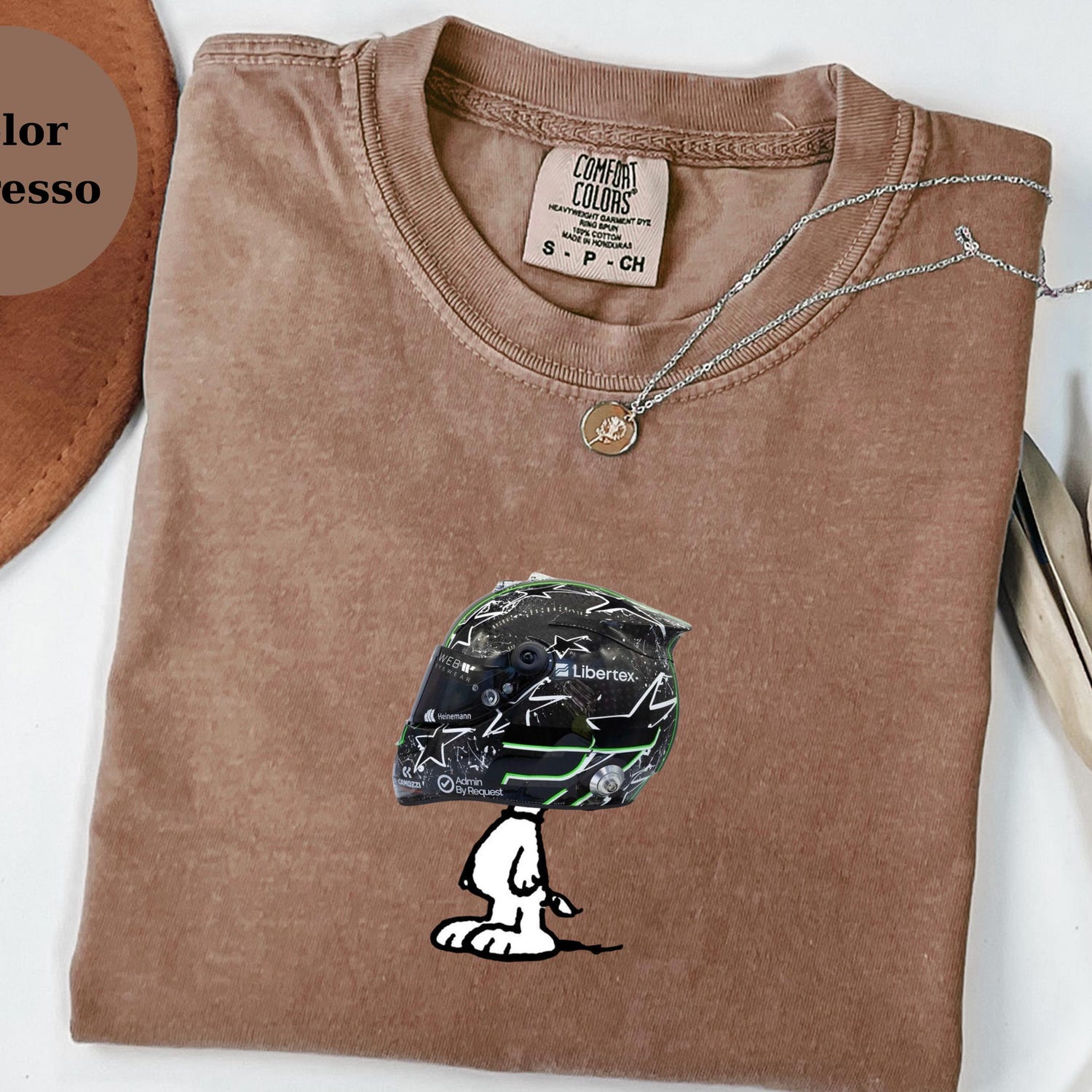 Nico H�lkenberg Racing Helmet Snoopy Shirt, Funny F1 Fan Crewneck, Cartoon Racer Top, Motorsport Gift, Comfort Colors Unisex Shirt