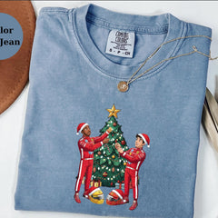 Ferrari Racing Team, Lewis Hamilton and Charles Leclerc F1 Christmas Tree Tee, Racing Driver Holiday T-Shirt, Racing Fan Xmas Gift Top