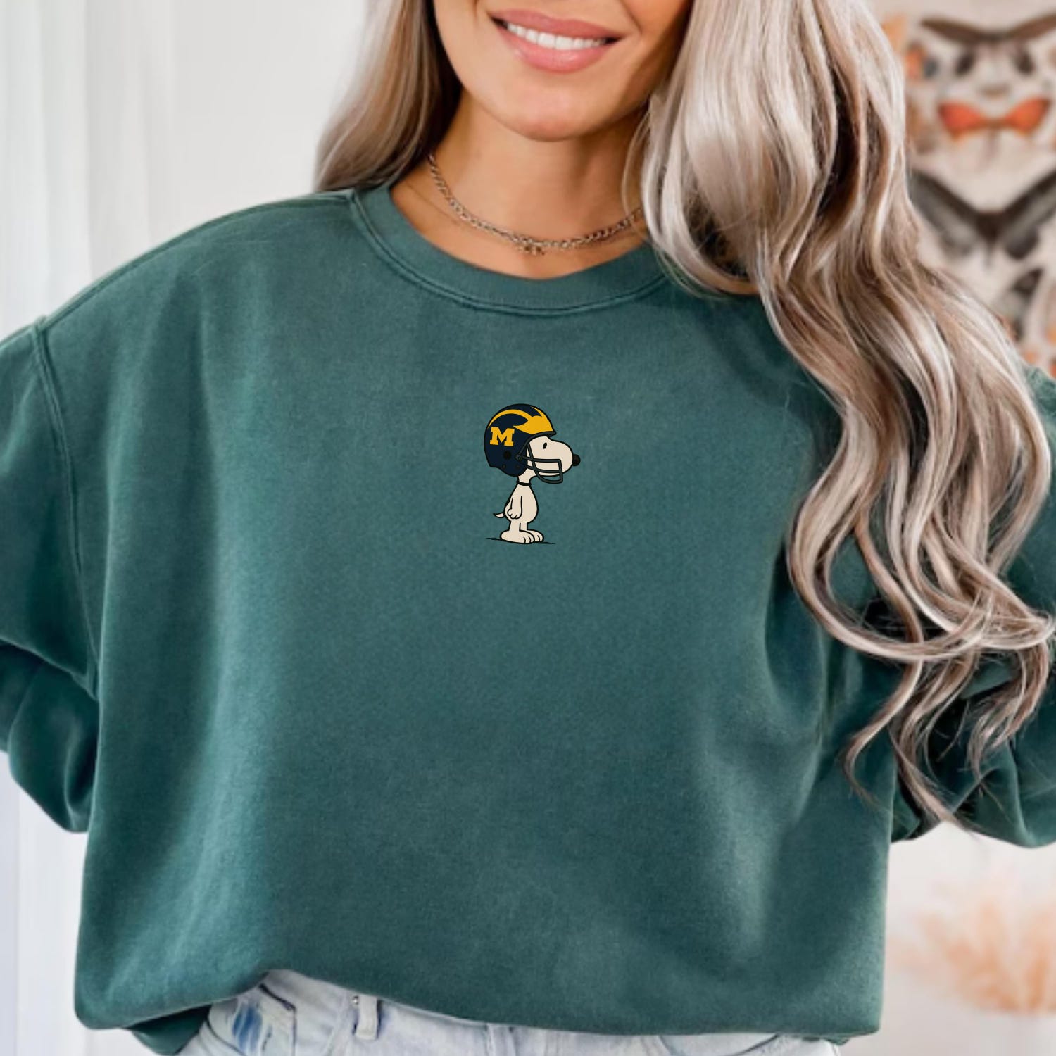 Michigan Wolverines T-Shirt, Snoopy Football Helmet Shirt, , Game Day Cozy Top, Football Lover Gift, Cartoon Dog Sports Shirt