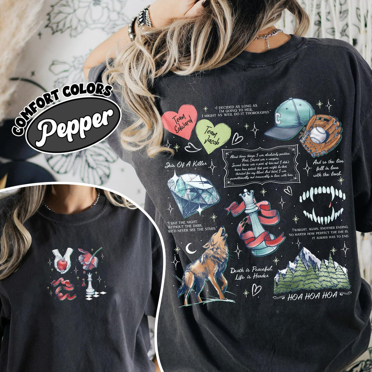 Twilight Inspired Comfort Colors Shirt, Vampire Wolf Romance Shirt, Twilight Saga Fan Apparel, Edward Bella Fan Merch, Gift for Book Lover