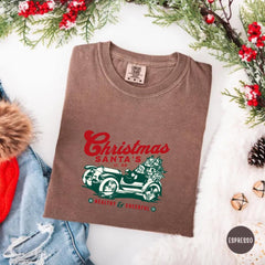Vintage Santa Car Christmas Shirt, Retro Holiday Graphic Tee, Classic Xmas Gift, Santa Driving Car T-Shirt, Festive Unisex Top