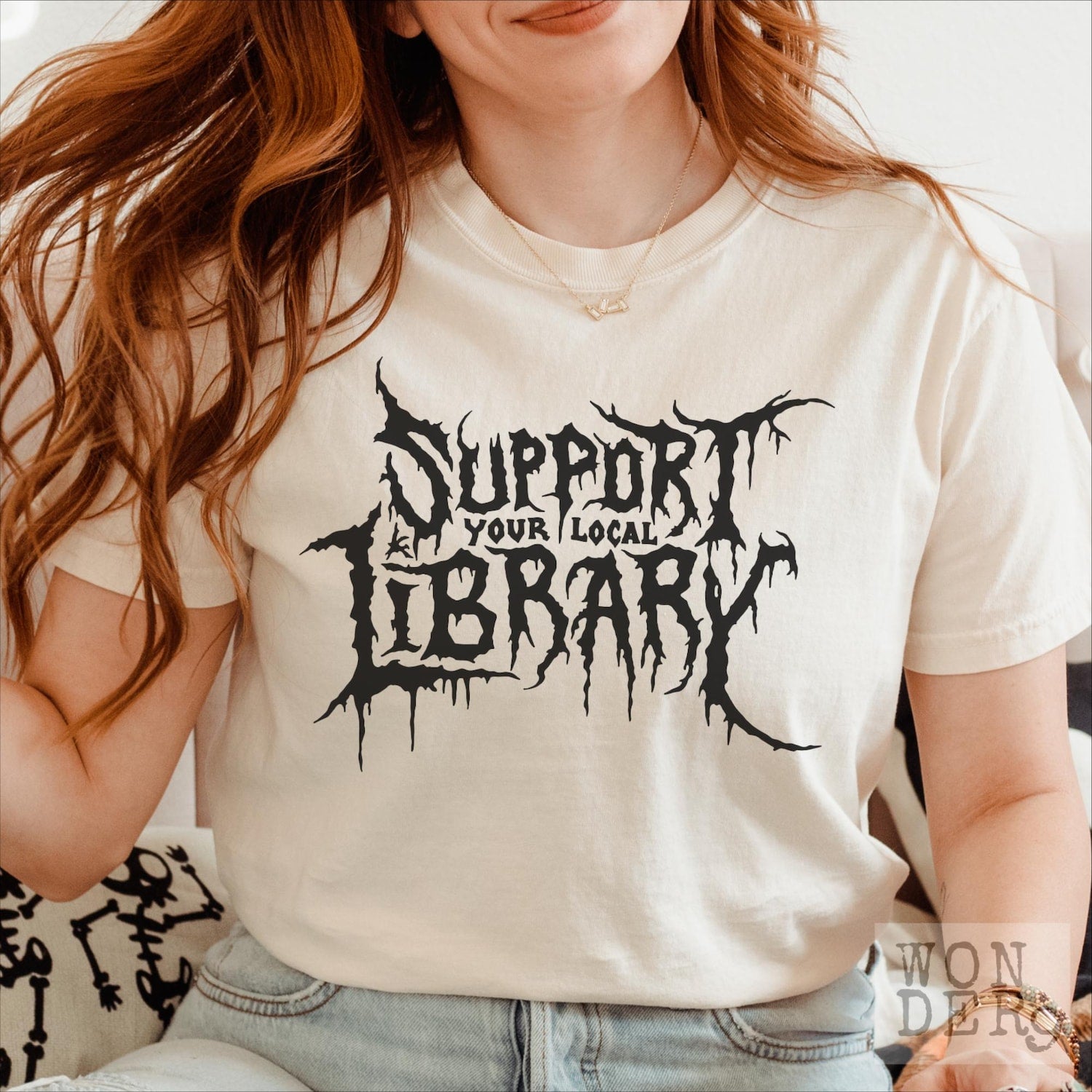 Death Metal Print TShirt, Support Your Local Library, Librarian Gift, Comfort Colors Gothic Tee, Custom Metal Shirt, Dark Academia Aesthetic