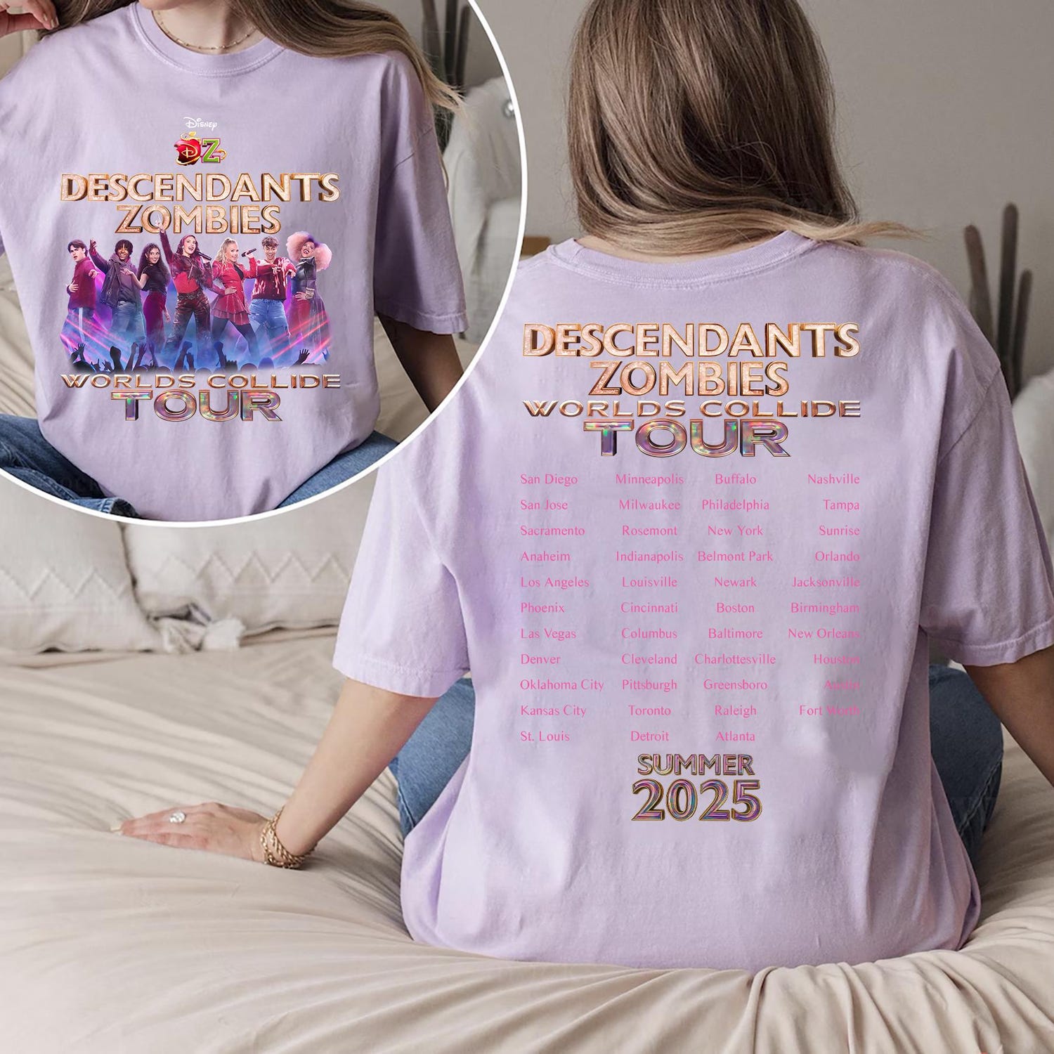 Descendants zombies worlds collide tour the rise of red characters summer music festival 2025 concert tee family trip Epcot outfit'4337774011
