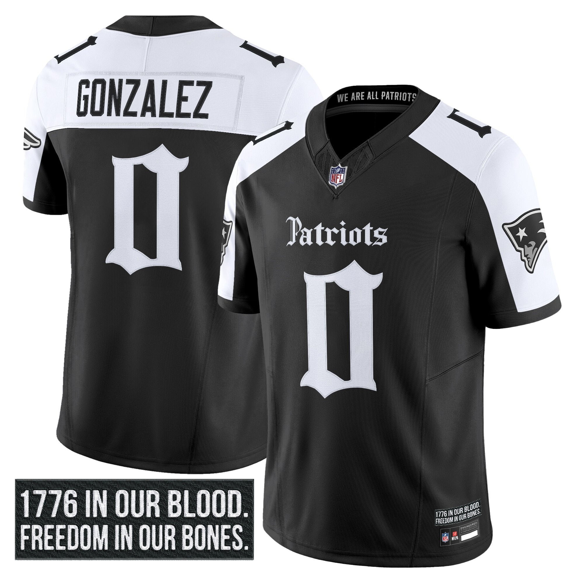 N.E Patriots #0 Christian Gonzalez ‘Gothic Revolution Edition’ Limited Jersey
