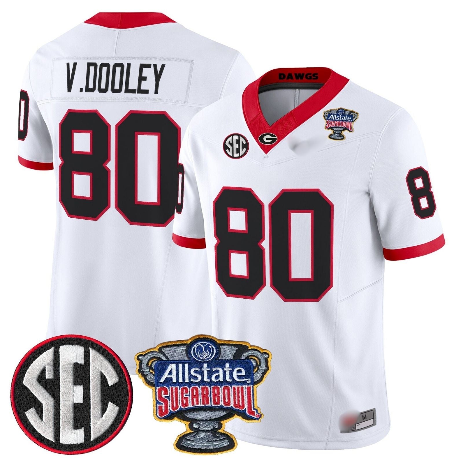 G.Bulldogs #80 Vince Dooley Sugar Bowl & SEC Patch Limited Jersey