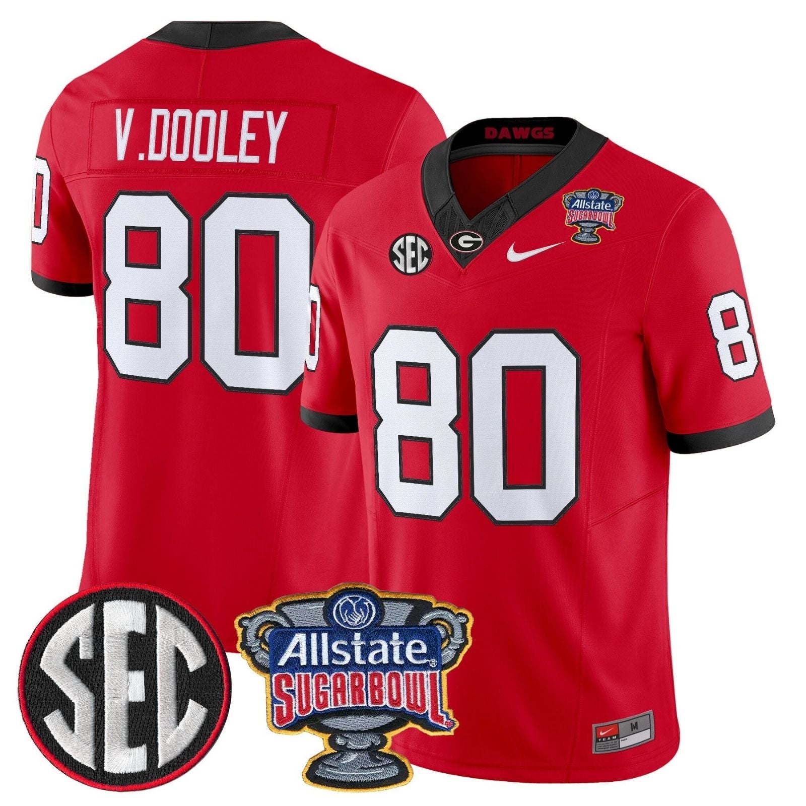 G.Bulldogs #80 Vince Dooley Sugar Bowl & SEC Patch Limited Jersey