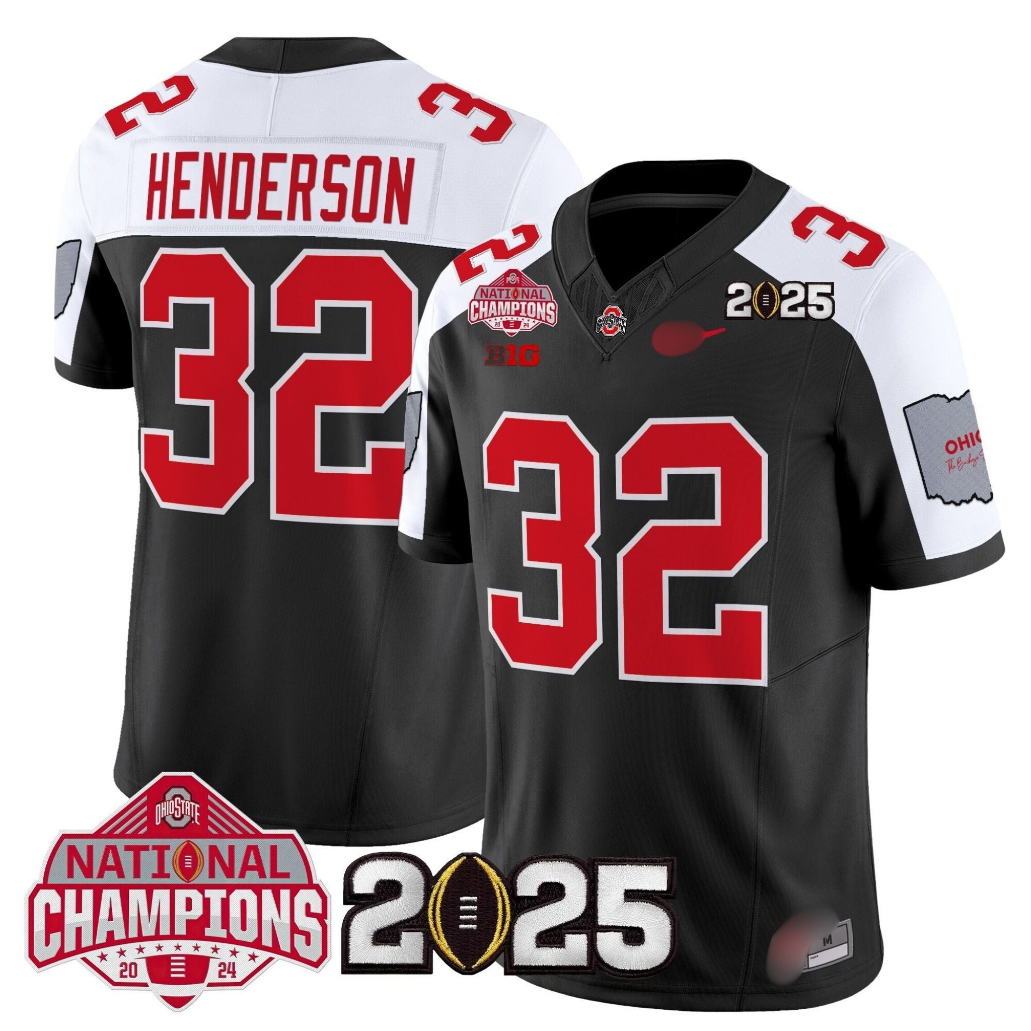 O.S Buckeyes #32 TreVeyon Henderson 2025 National Champions Patch Limited Jersey