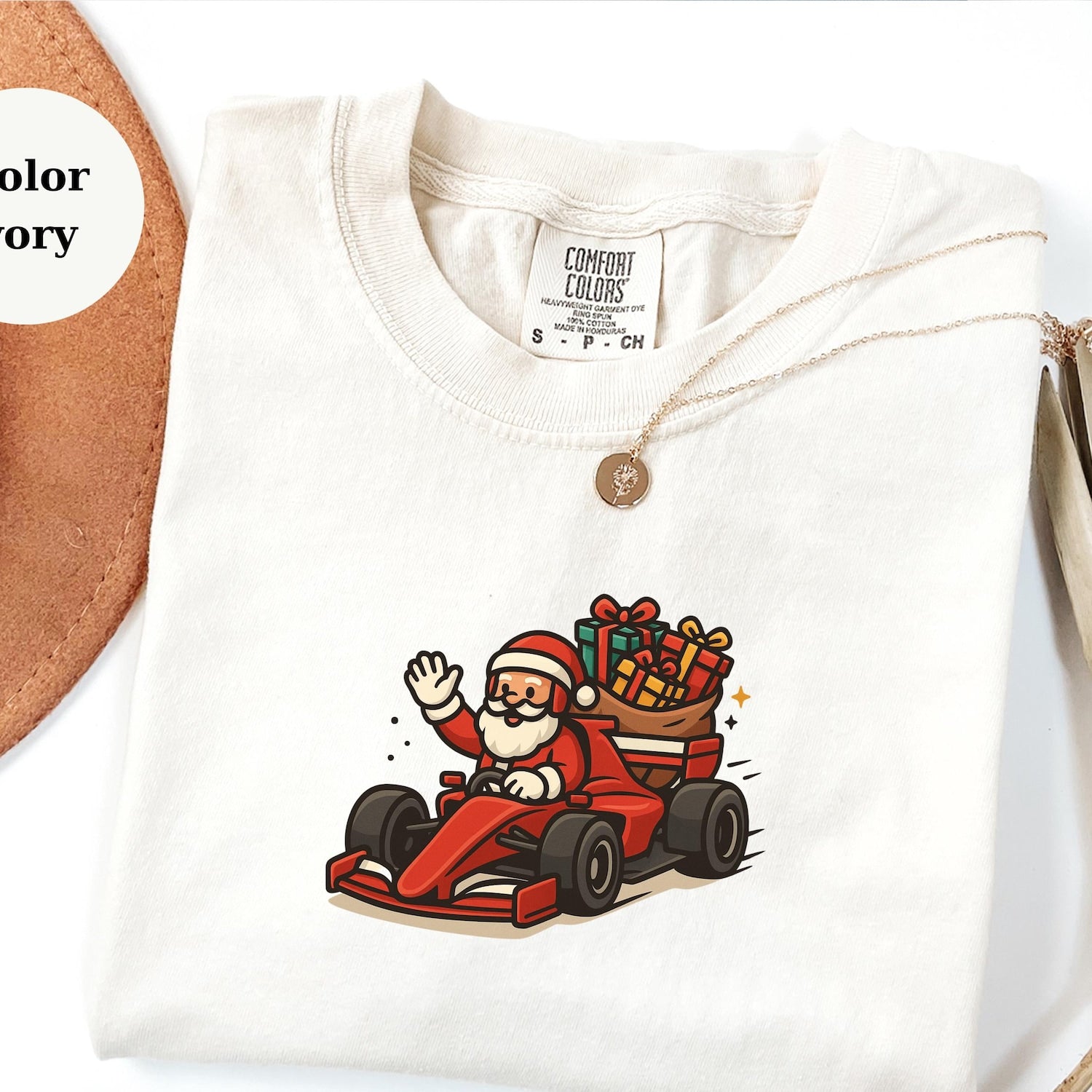 Christmas Racing Santa Tee � Funny F1 Xmas Shirt � Holiday Race Fan Gift