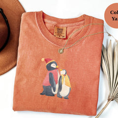 Cute Winter Penguins T-Shirt, Holiday Penguin Family Tee