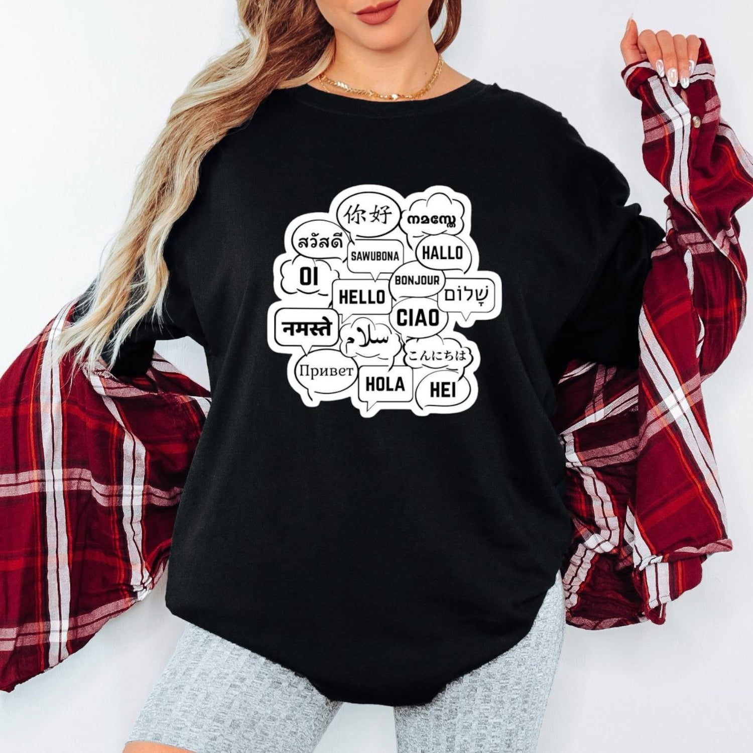 Comfort Colors� Multilingual Hello T-Shirt � World Languages Greeting Shirt for Travelers & Language Lovers