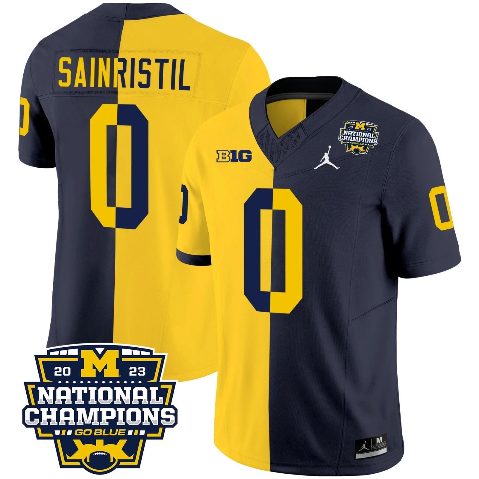 M.Wolverines #0 Mike Sainristil 2023 National Champions Patch Fan Jersey