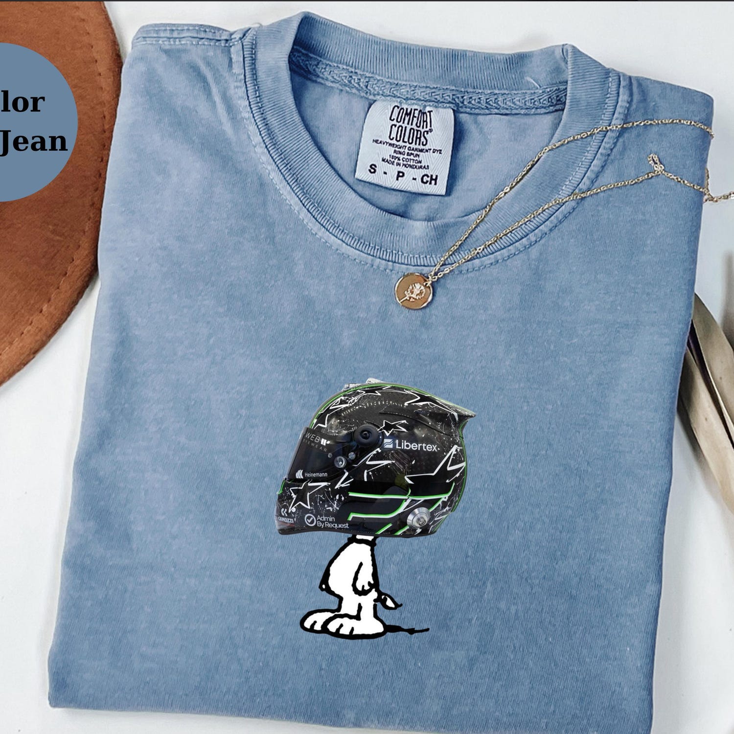 Nico H�lkenberg Racing Helmet Snoopy Shirt, Funny F1 Fan Crewneck, Cartoon Racer Top, Motorsport Gift, Comfort Colors Unisex Shirt