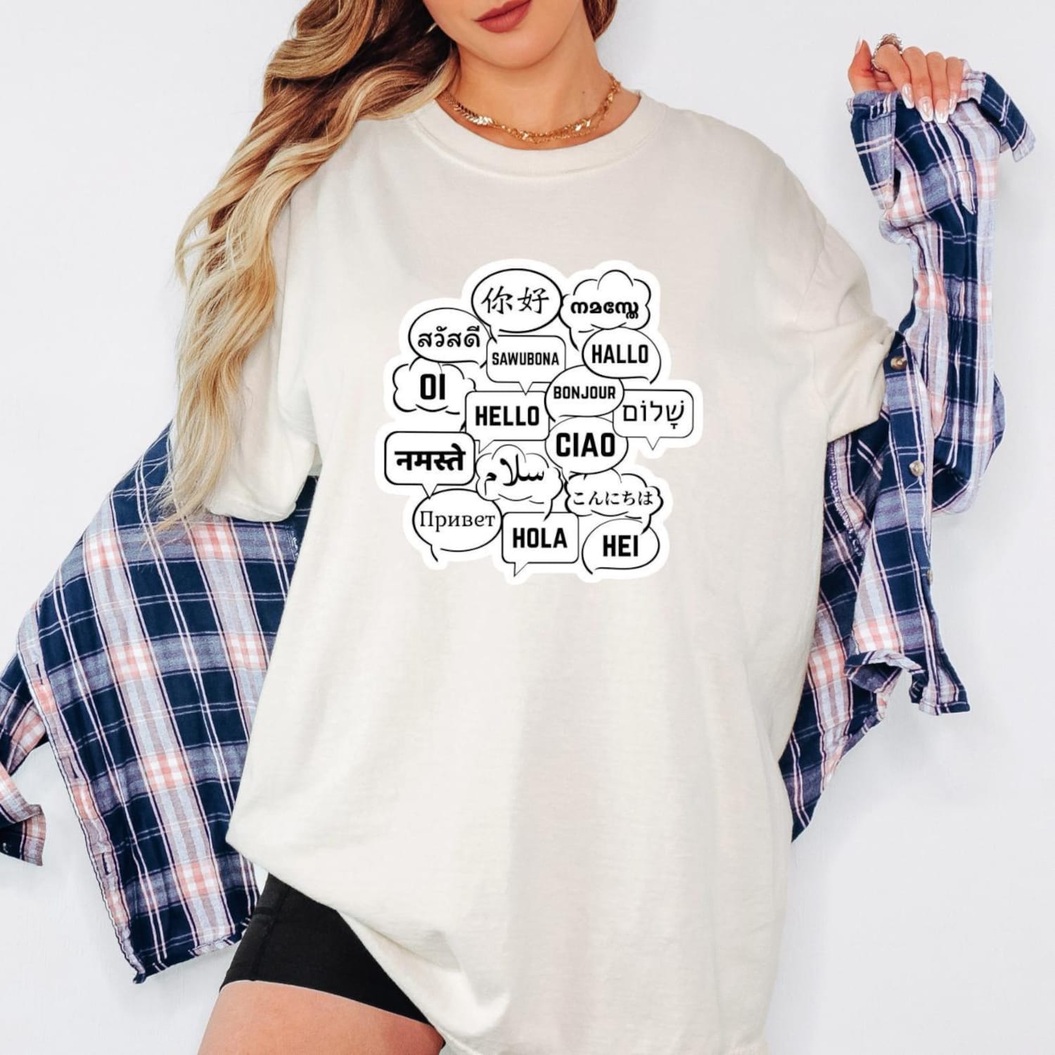 Comfort Colors� Multilingual Hello T-Shirt � World Languages Greeting Shirt for Travelers & Language Lovers