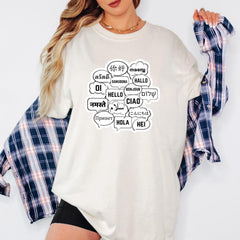 Comfort Colors� Multilingual Hello T-Shirt � World Languages Greeting Shirt for Travelers & Language Lovers