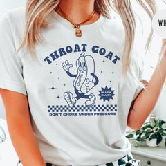 Throat Goat, Inappropriate Shirts, Embarrassing, Offensive T Shirts, Unhinged Tshirt, Gen Z Meme, Funny Gag Gift White Elephant, Prank Gifts'1788300891