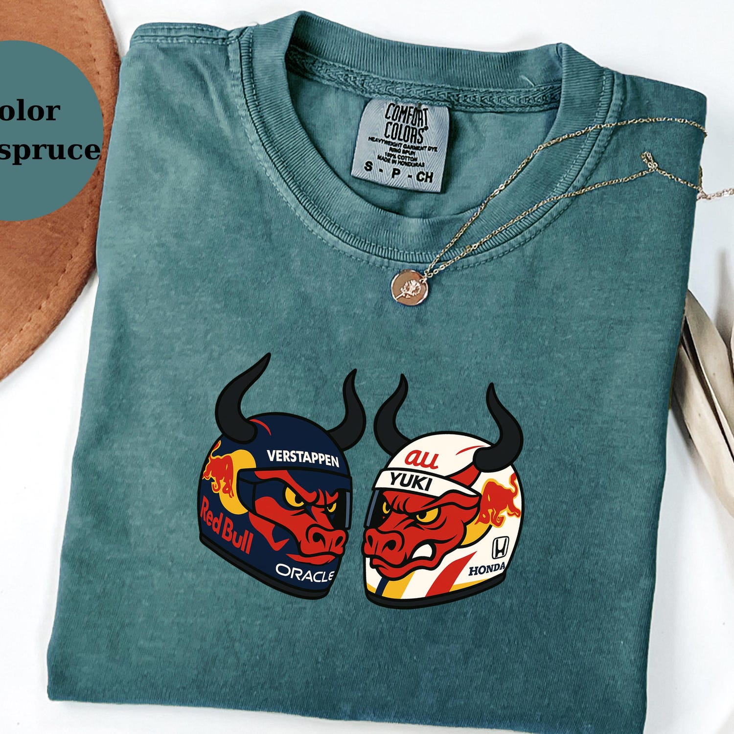 RedBull Helmet Duo Racing Tee � Funny F1 Driver Helmet Art Shirt