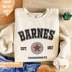 Barnes Est 1917 Crewneck Sweatshirt, Thunderbolts, Avengers 2025, Avengers Sweatshirt, Marvel Shirt, Bucky Barnes Winter Soldier, Captain