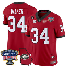 G.Bulldogs #34 Herschel Walker 2024 Sugar Bowl & Georgia Map Patch Limited Jersey