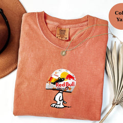 Yuki Tsunoda Racing Helmet Snoopy Shirt, Funny F1 Fan Crewneck, Cartoon Racer Top, Motorsport Gift, Comfort Colors Unisex Shirt