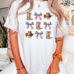 Coquette 4th of July Shirt, Coquette Bows Shirt, Country Girl Shirt, Cowgirl Shirt, Independence Day Shirt, Summer Graphic Tee for Her