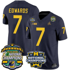 M.Wolverines #7 Donovan Edwards Corum 12x National Champions Patch Vapor Jersey