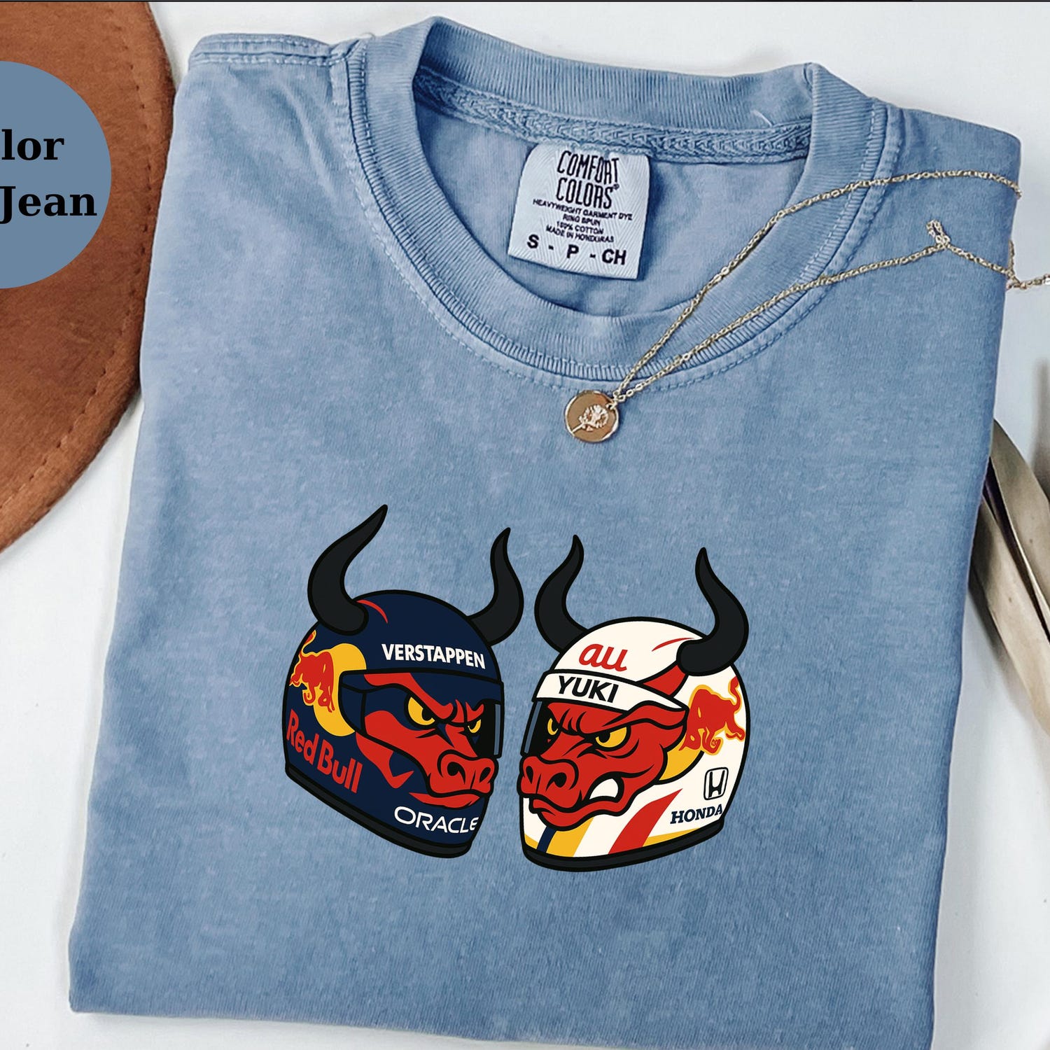 RedBull Helmet Duo Racing Tee � Funny F1 Driver Helmet Art Shirt